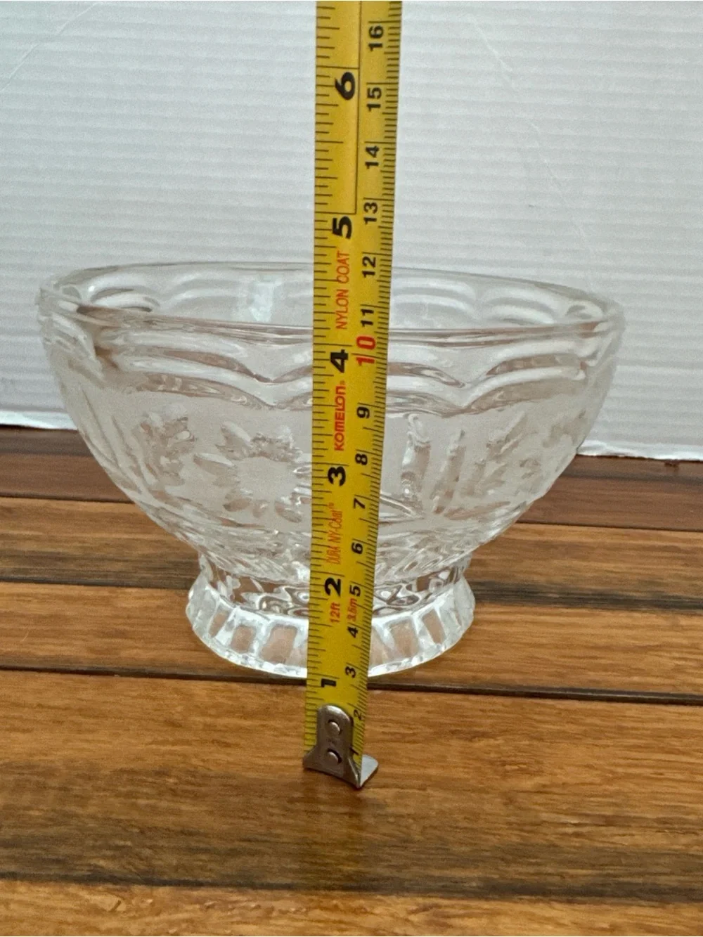 Heavy Vintage Lead Crystal Kristal Zajecar Yugoslavia Floral Frosted Footed Bowl